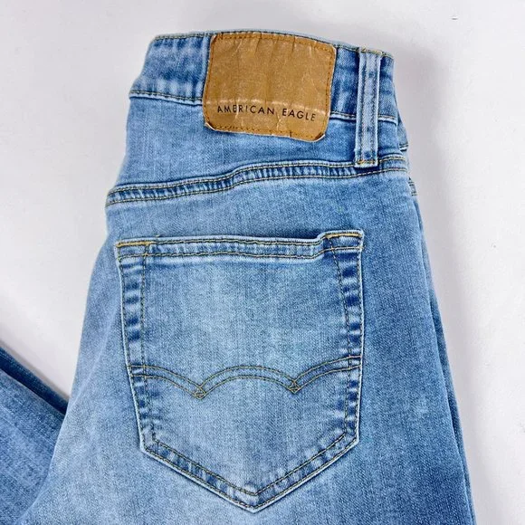 AE American Eagle Skinny Light Blue Stretch Denim Jeans Mens Size 26 x 28 - Picture 6 of 10